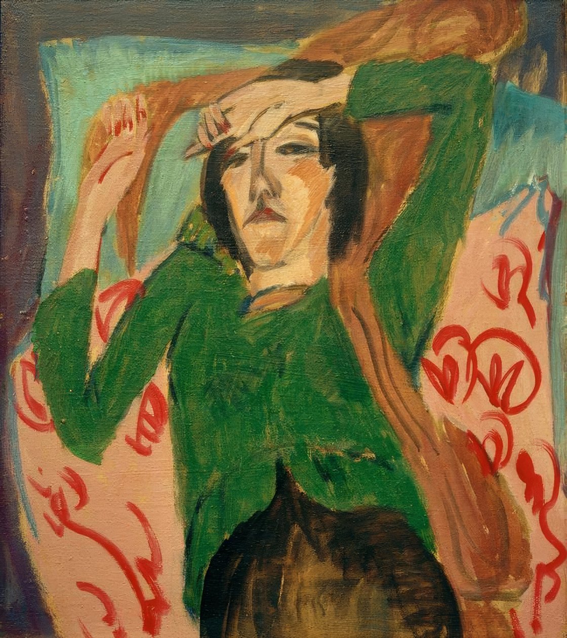 Kvinde i grøn jakke af Ernst Ludwig Kirchner