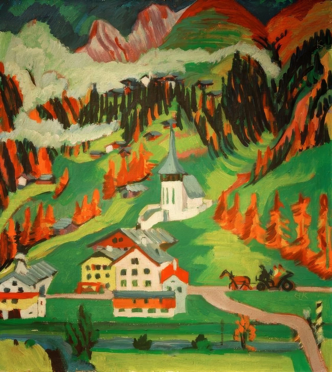 Frauenkirch om efteråret af Ernst Ludwig Kirchner