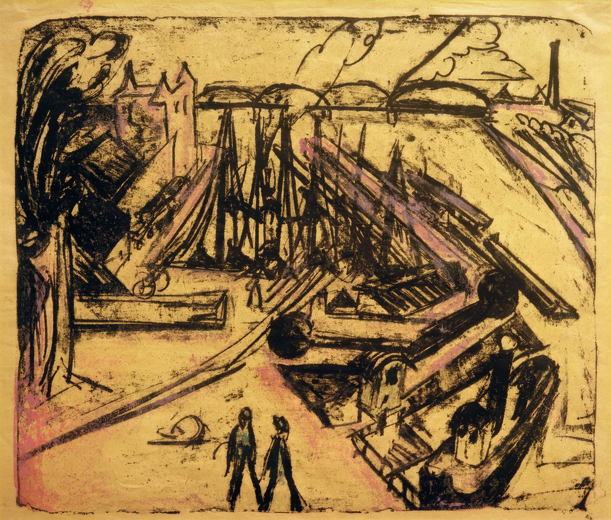 Freihafen Frankfurt am Main af Ernst Ludwig Kirchner