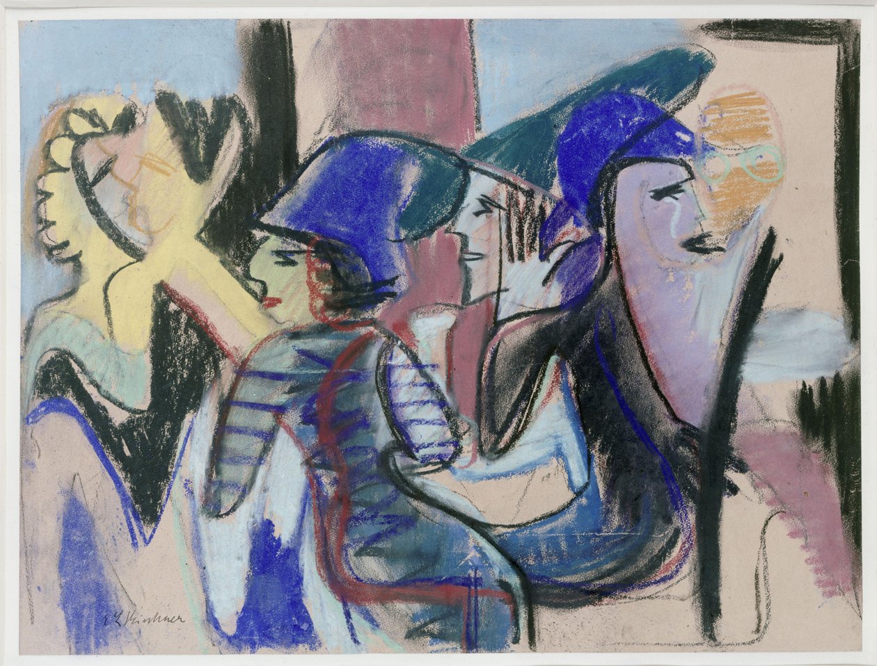 Fünf Personen im Café af Ernst Ludwig Kirchner