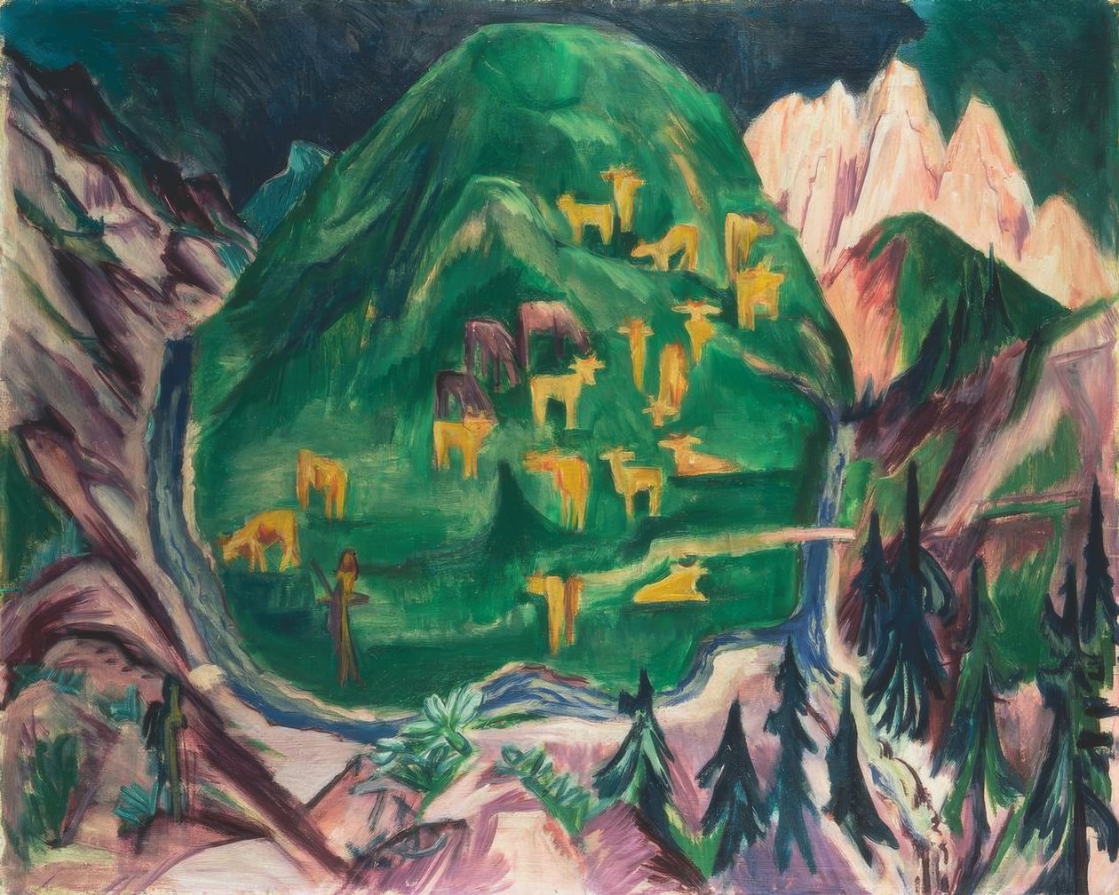 Galtvieh græsgang af Ernst Ludwig Kirchner