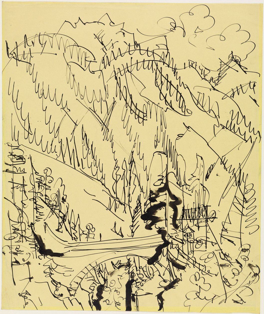 Bjerglandskab med bro af Ernst Ludwig Kirchner