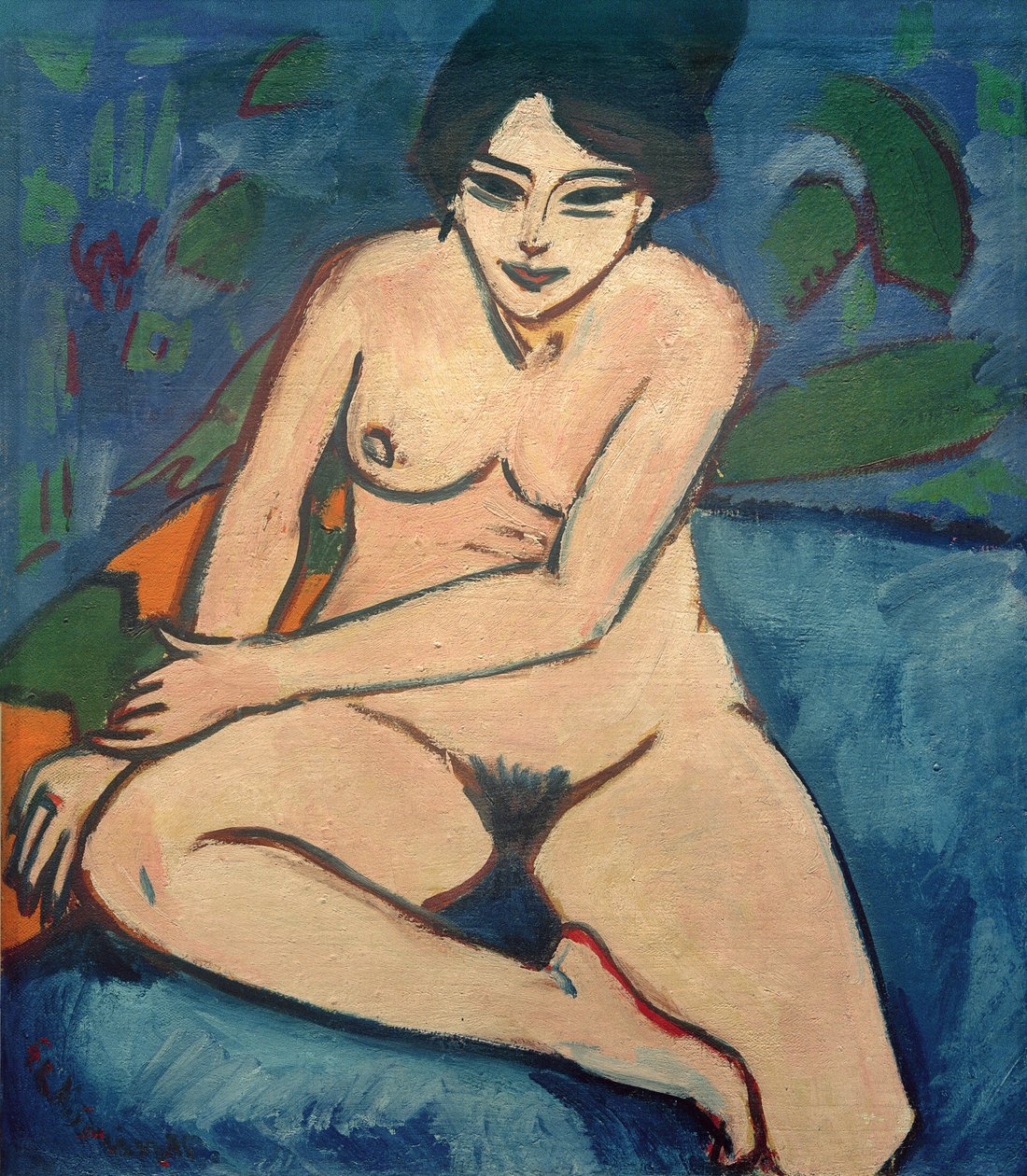 Tysk: Nøgen på blå grund Nøgen på blå grund af Ernst Ludwig Kirchner
