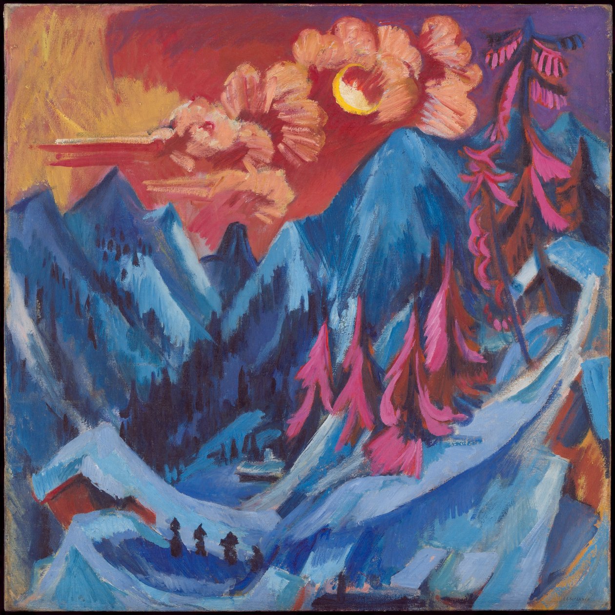 Tysk: Wintermondlandschaft Vinterlandskab i måneskin af Ernst Ludwig Kirchner