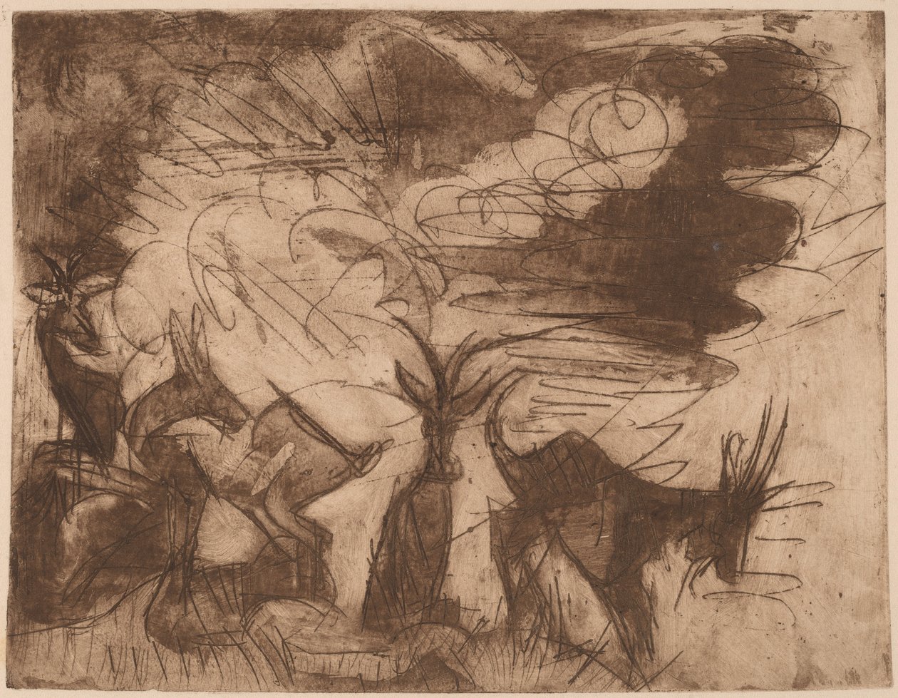 Geder og Skyer af Ernst Ludwig Kirchner