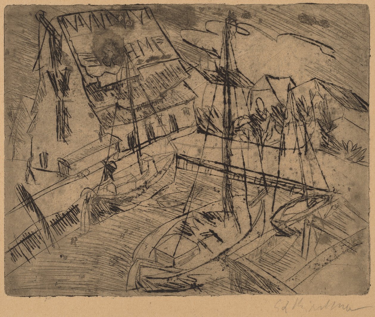 Havnen er så Burgstacken af Ernst Ludwig Kirchner