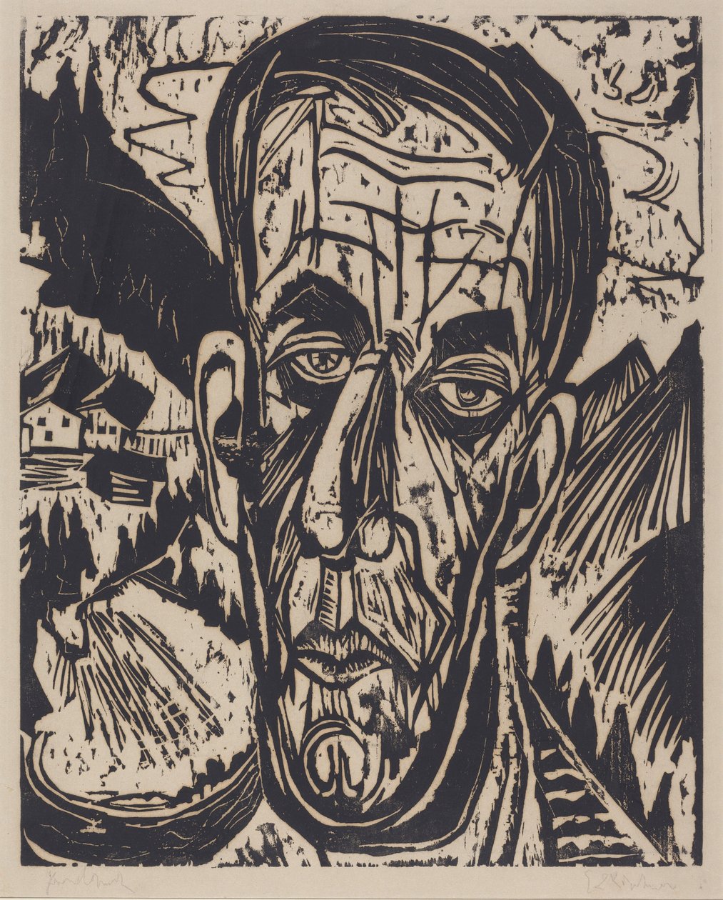 Head of van de Velde, Bright (Kopf van de Velde, Hell) af Ernst Ludwig Kirchner