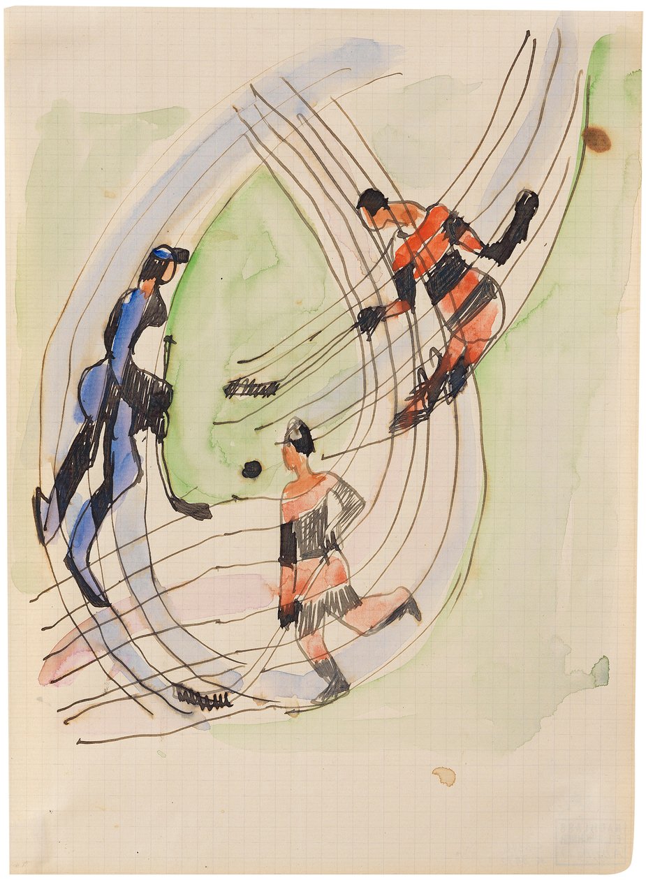 Hockeyspillere, ca 1934. af Ernst Ludwig Kirchner