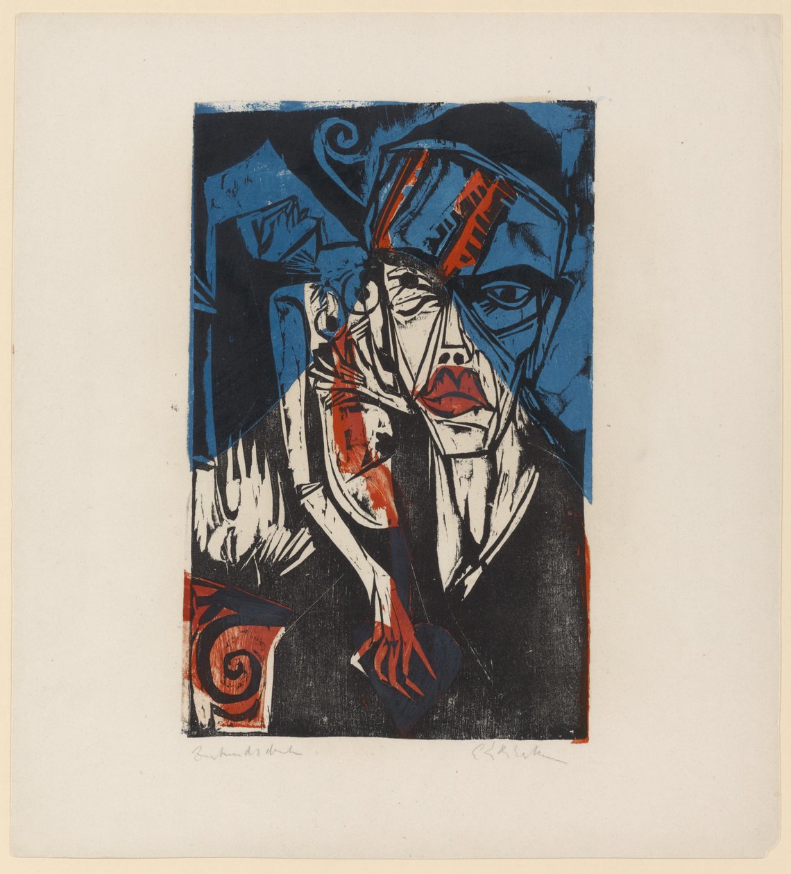 Illustration til Peter Schlemihl af Adalbert von Chamisso, 1915 (træsnit i farver) af Ernst Ludwig Kirchner