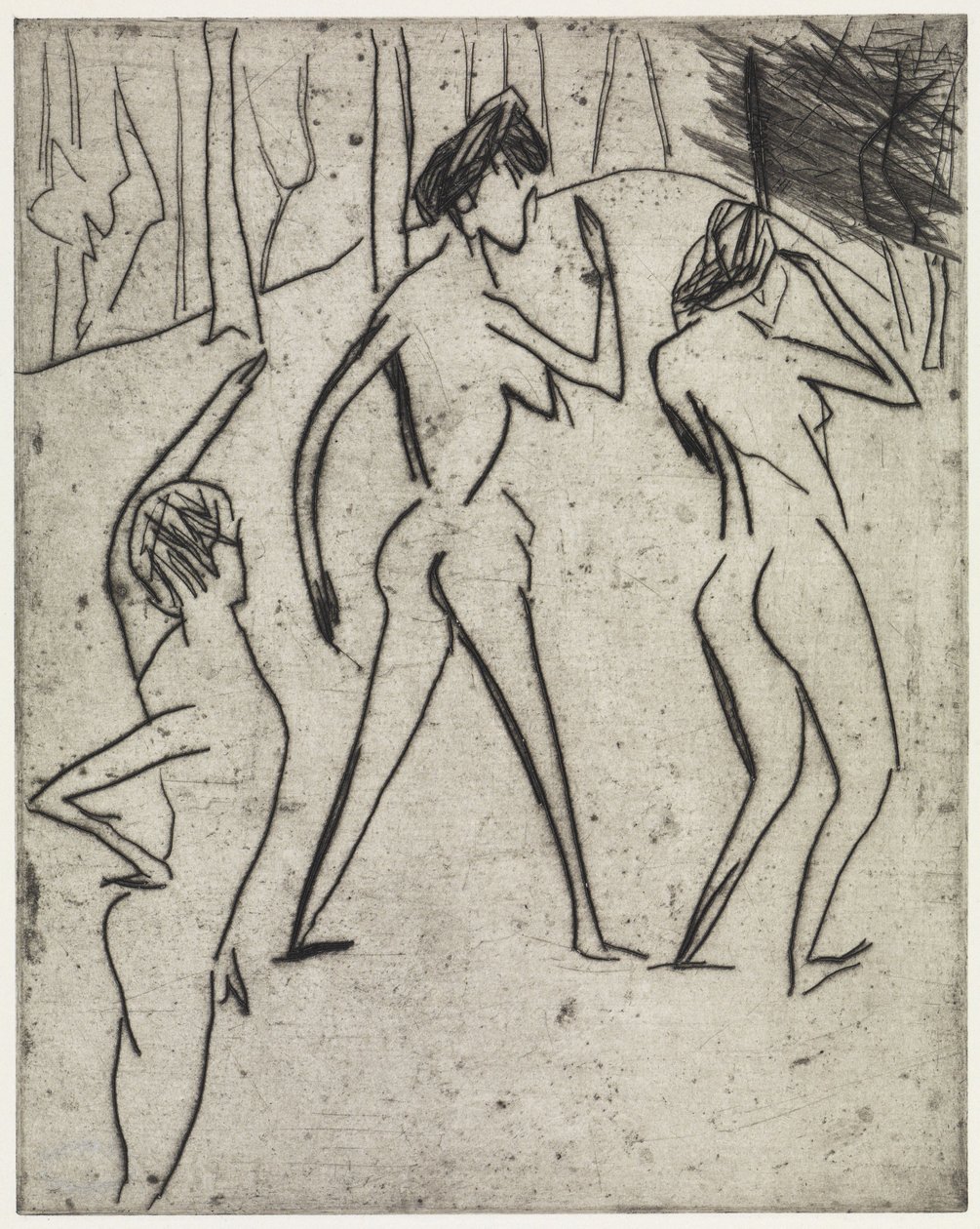 Badende, der går ind i skoven / Hippodrom af Ernst Ludwig Kirchner