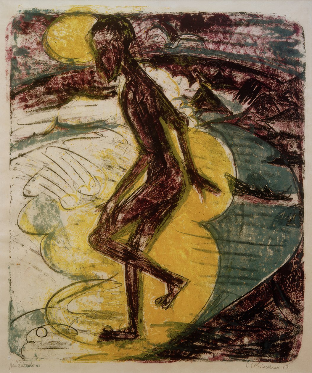 Mand træder i havet af Ernst Ludwig Kirchner