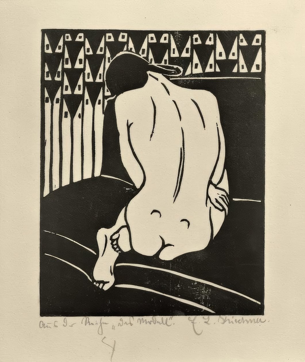 Krøjende handling, set bagfra af Ernst Ludwig Kirchner