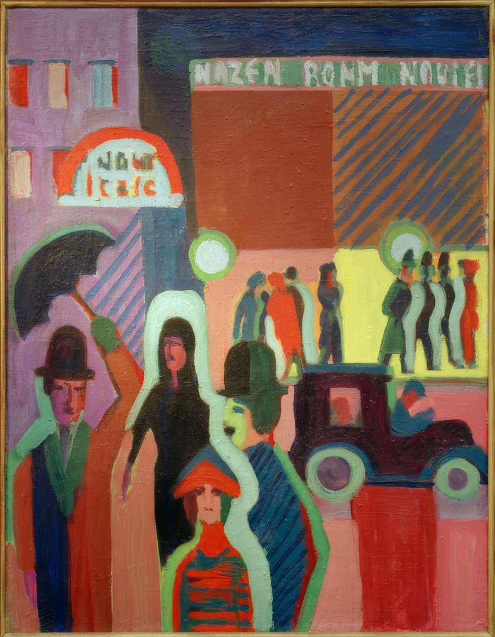 Stormagasin i regnen af Ernst Ludwig Kirchner