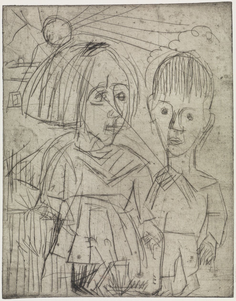 Børn ved solnedgang / Mennesker på bjerget af Ernst Ludwig Kirchner