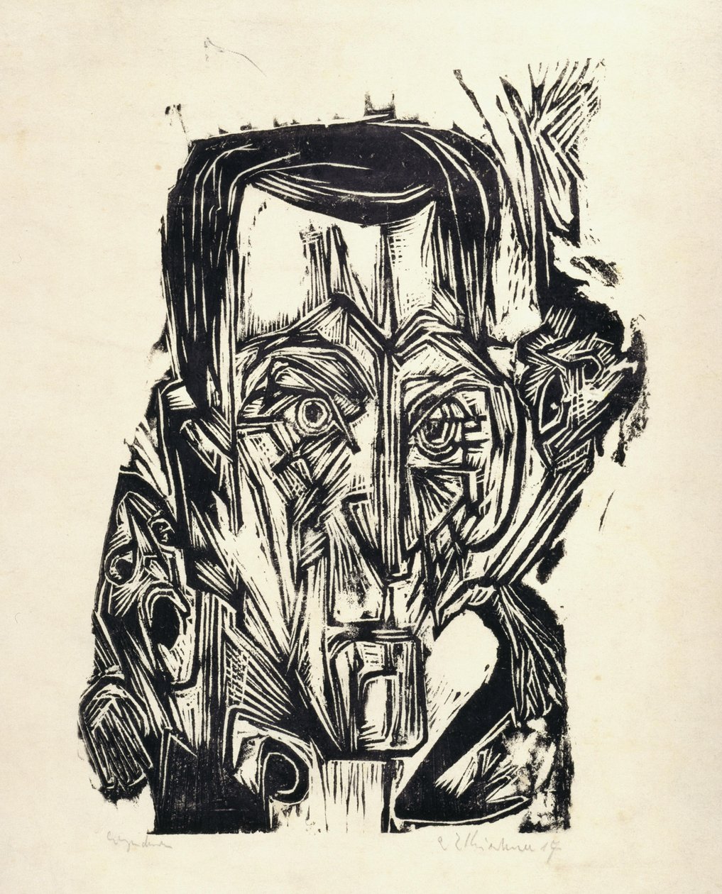 Hovedet af digteren Frank I af Ernst Ludwig Kirchner