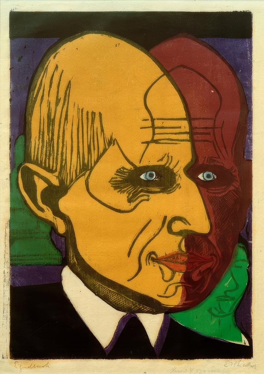 Kopf Dr. Frédéric Bauer af Ernst Ludwig Kirchner