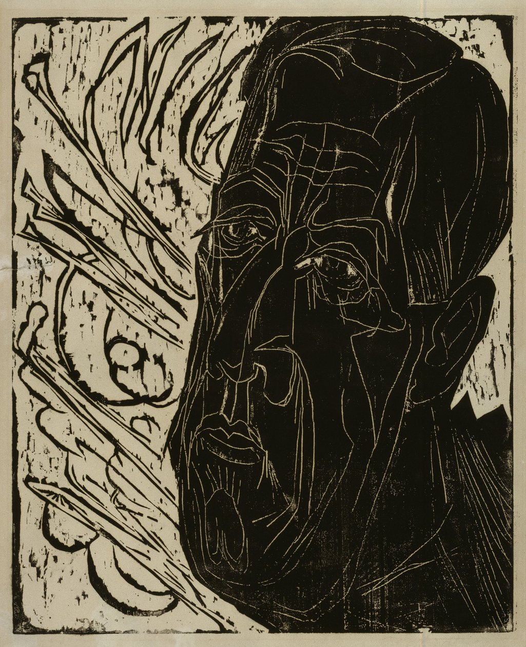 Hoved af Henry van de Velde (mørkt) – Sort van de Velde-hoved af Ernst Ludwig Kirchner