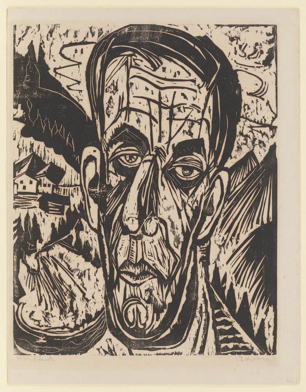 Hovedet af Van de Velde, lyst. – Van de Velde mellem bjergene af Ernst Ludwig Kirchner