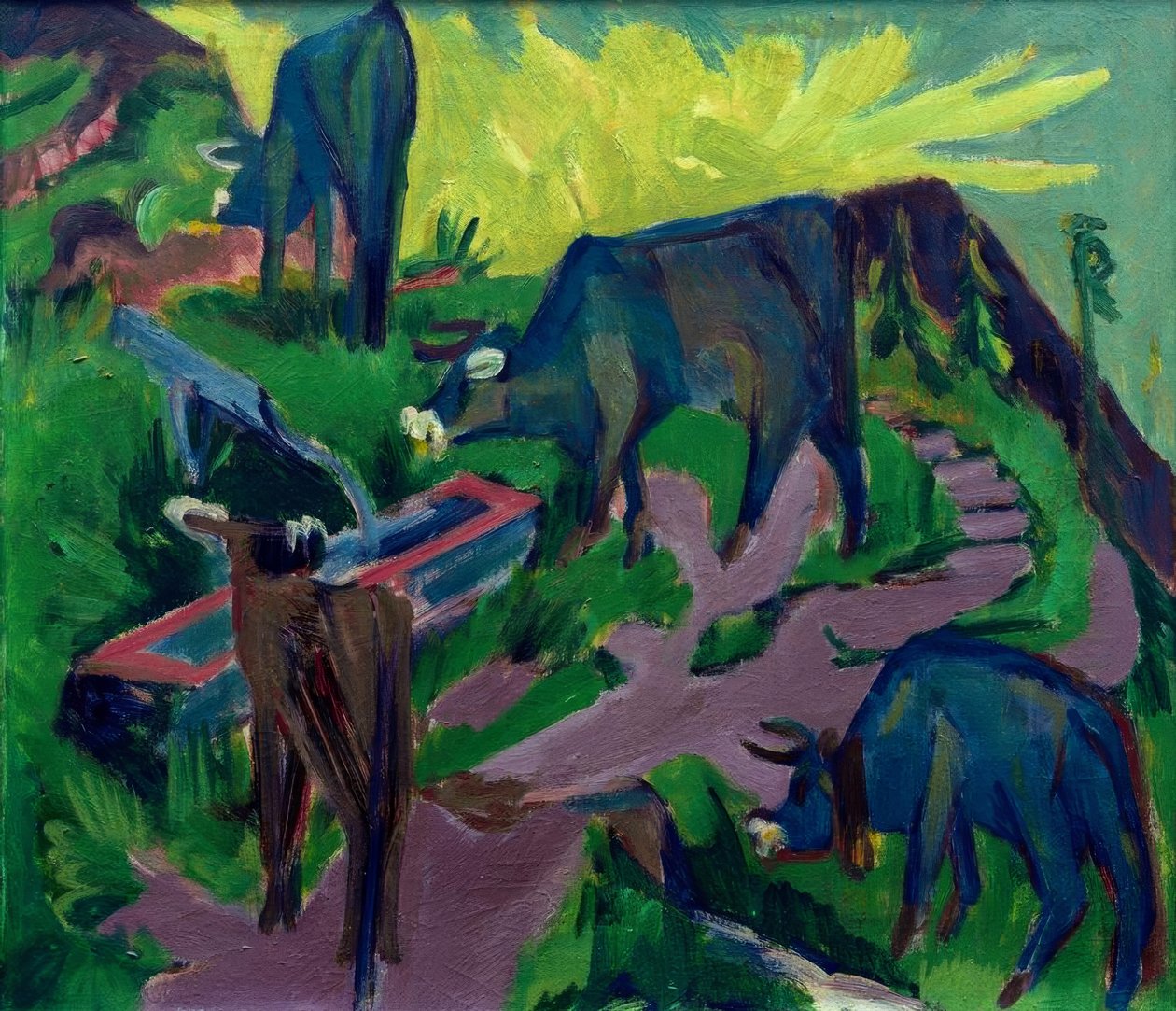 Køer ved solnedgang af Ernst Ludwig Kirchner