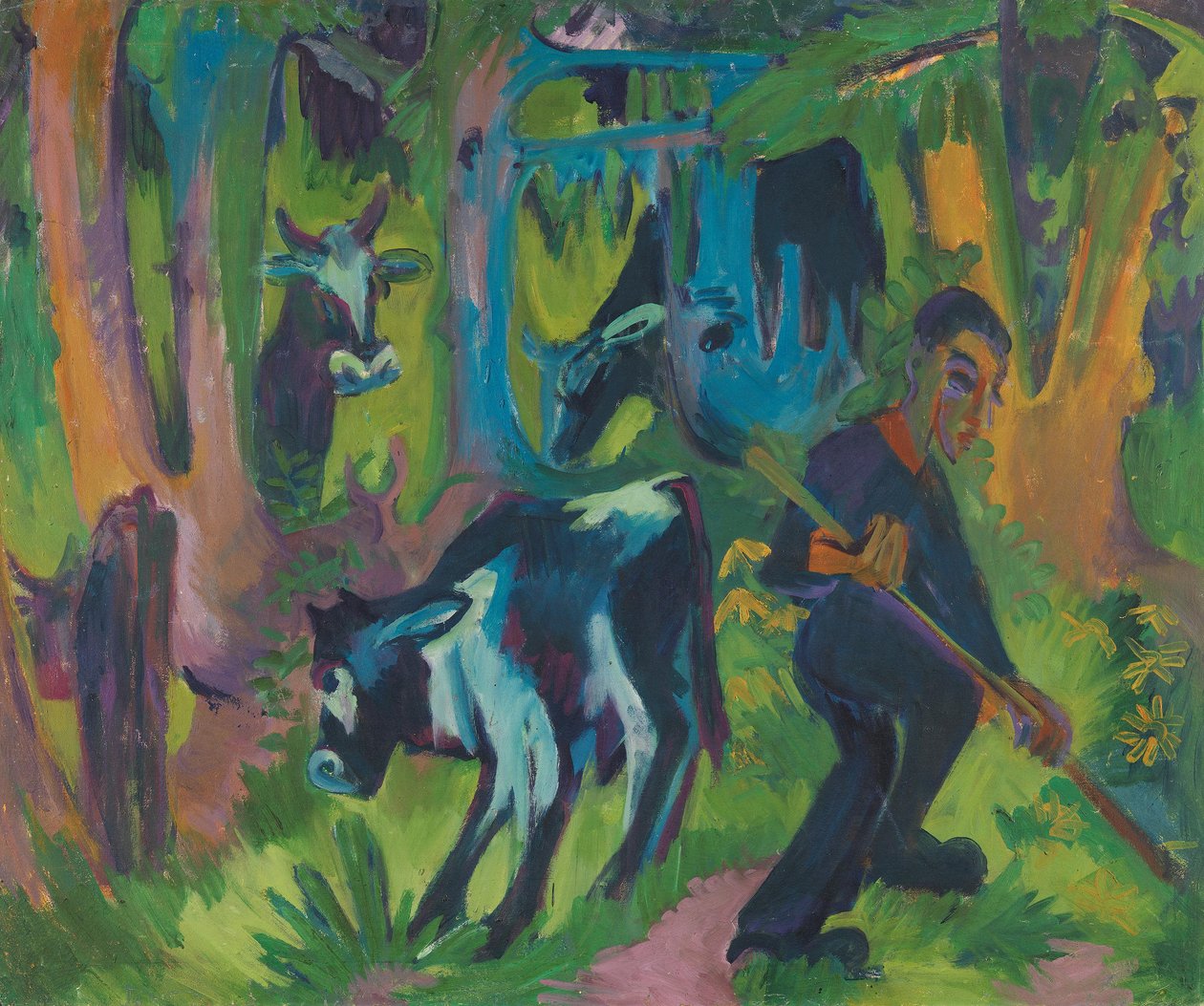 Køer i skoven af Ernst Ludwig Kirchner