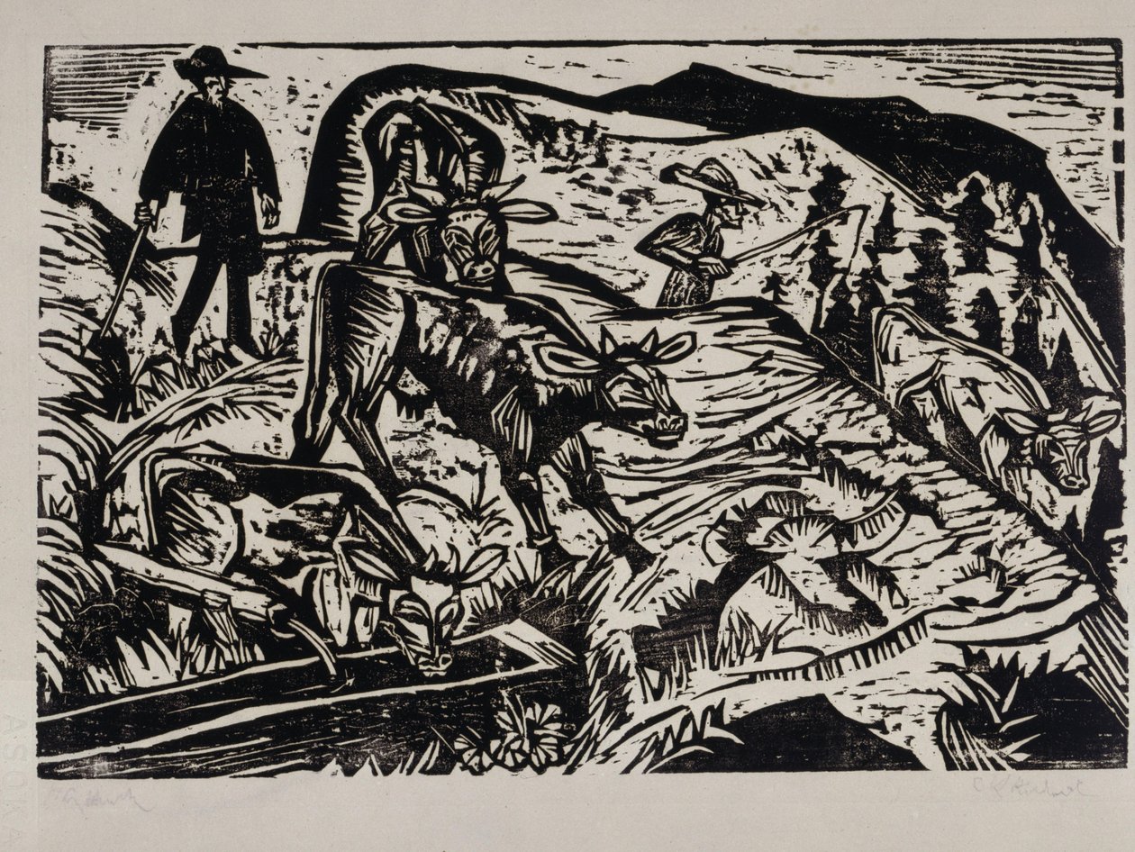Køer og hyrder af Ernst Ludwig Kirchner