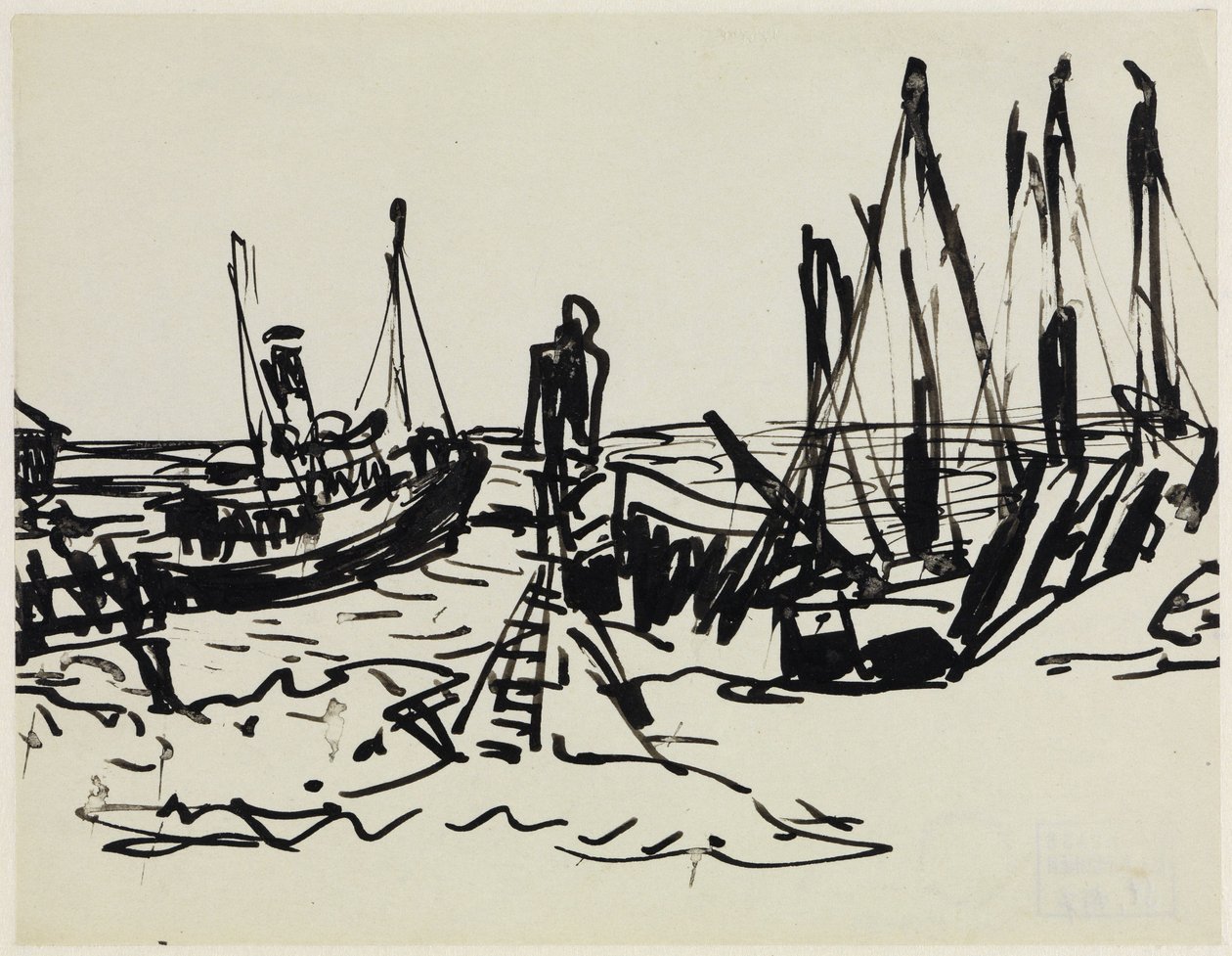 Kystdampere og båd, der ligger for anker (Fehmarn) af Ernst Ludwig Kirchner