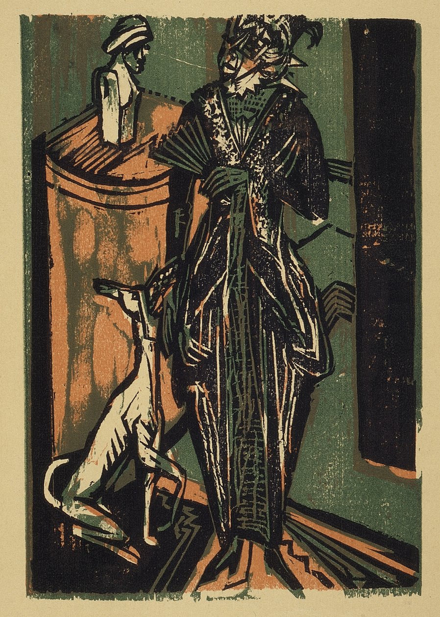 Lady with dog (Dame med hund) af Ernst Ludwig Kirchner