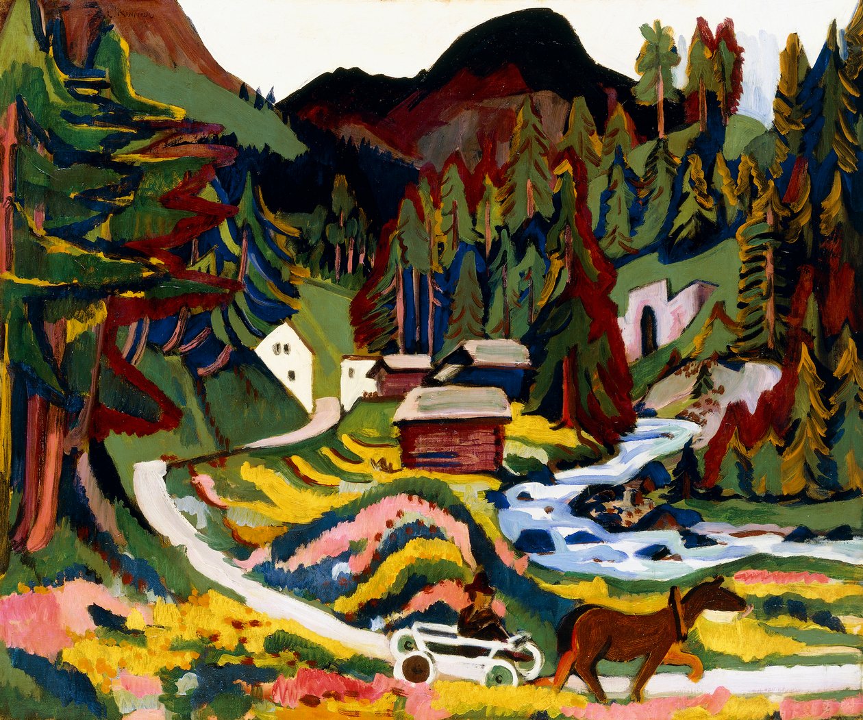Landskab i foråret, Sertig, 1924-25 af Ernst Ludwig Kirchner