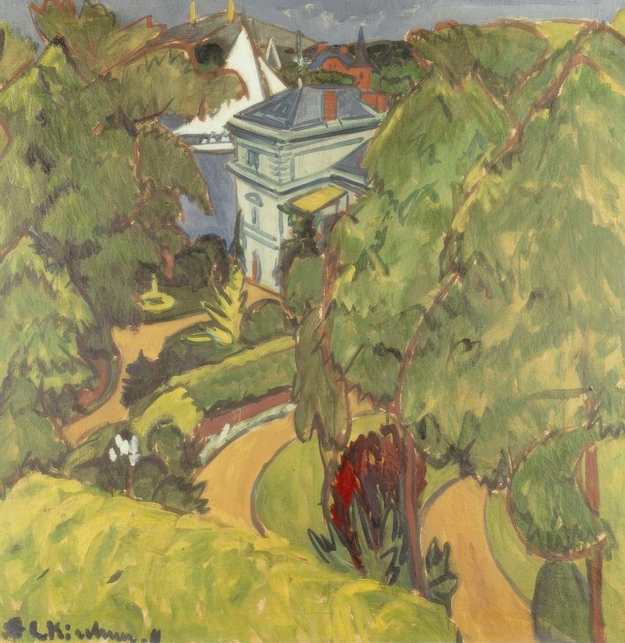 Landskab (villa nær Grünau) af Ernst Ludwig Kirchner