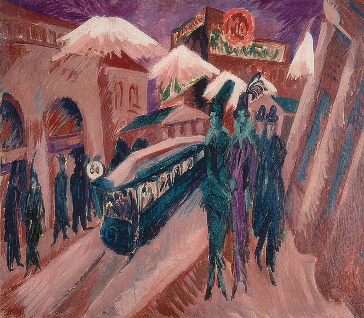 Leipziger Strasse med elektrisk tog. 1914 af Ernst Ludwig Kirchner
