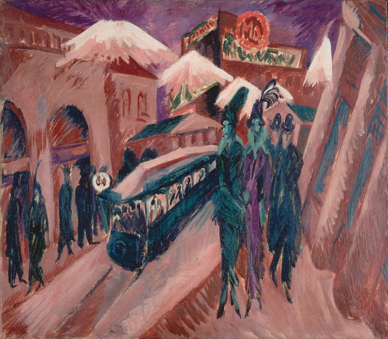 Leipziger Straße med elektrisk sporvogn af Ernst Ludwig Kirchner
