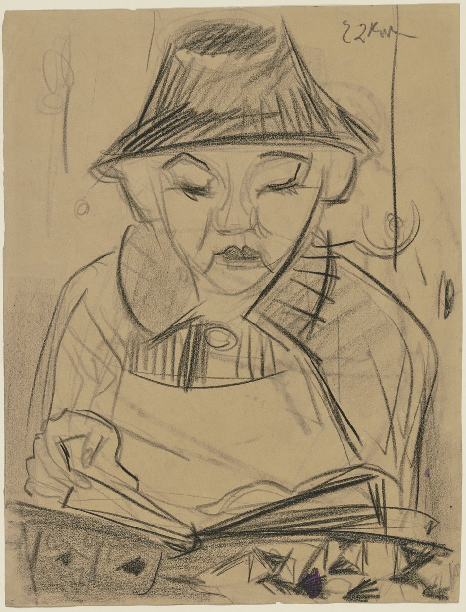 En dreng, der læser af Ernst Ludwig Kirchner