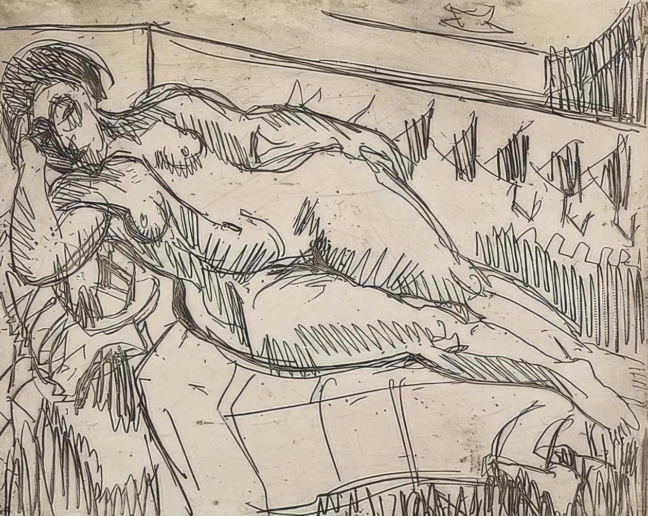 Liggende fil. 1927 af Ernst Ludwig Kirchner