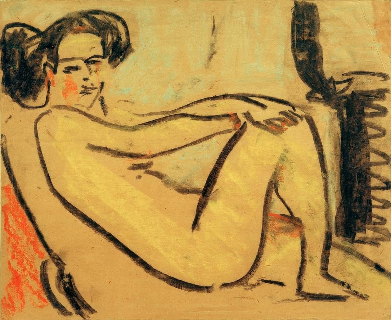 Pige liggende ved komfuret af Ernst Ludwig Kirchner