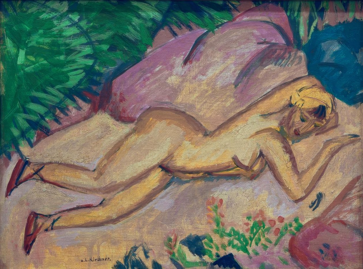 Pigen ligger på stranden af Ernst Ludwig Kirchner
