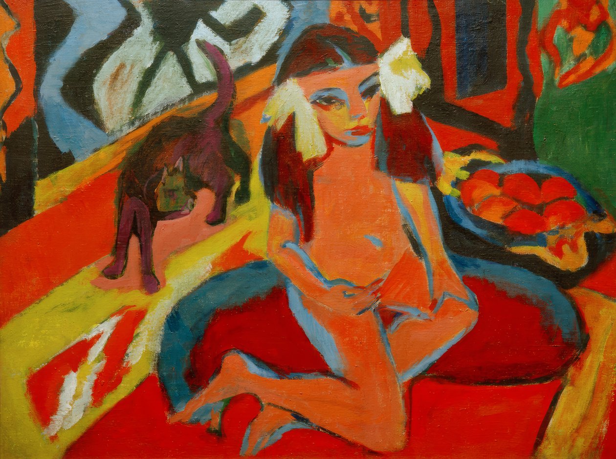Pige med en kat, Fränzi af Ernst Ludwig Kirchner