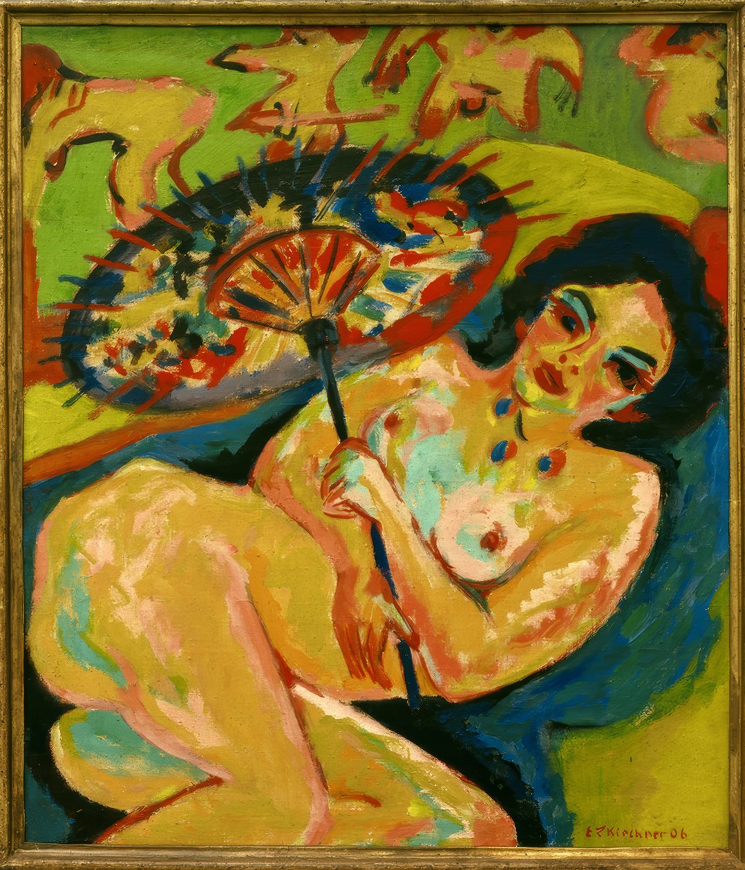 Piger under en japansk paraply af Ernst Ludwig Kirchner
