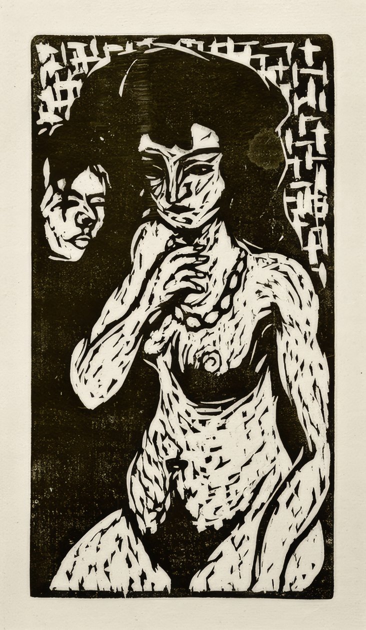 Nøgen pige med selvportræt af Ernst Ludwig Kirchner