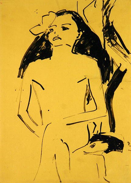 Marzella med sit hår nede af Ernst Ludwig Kirchner