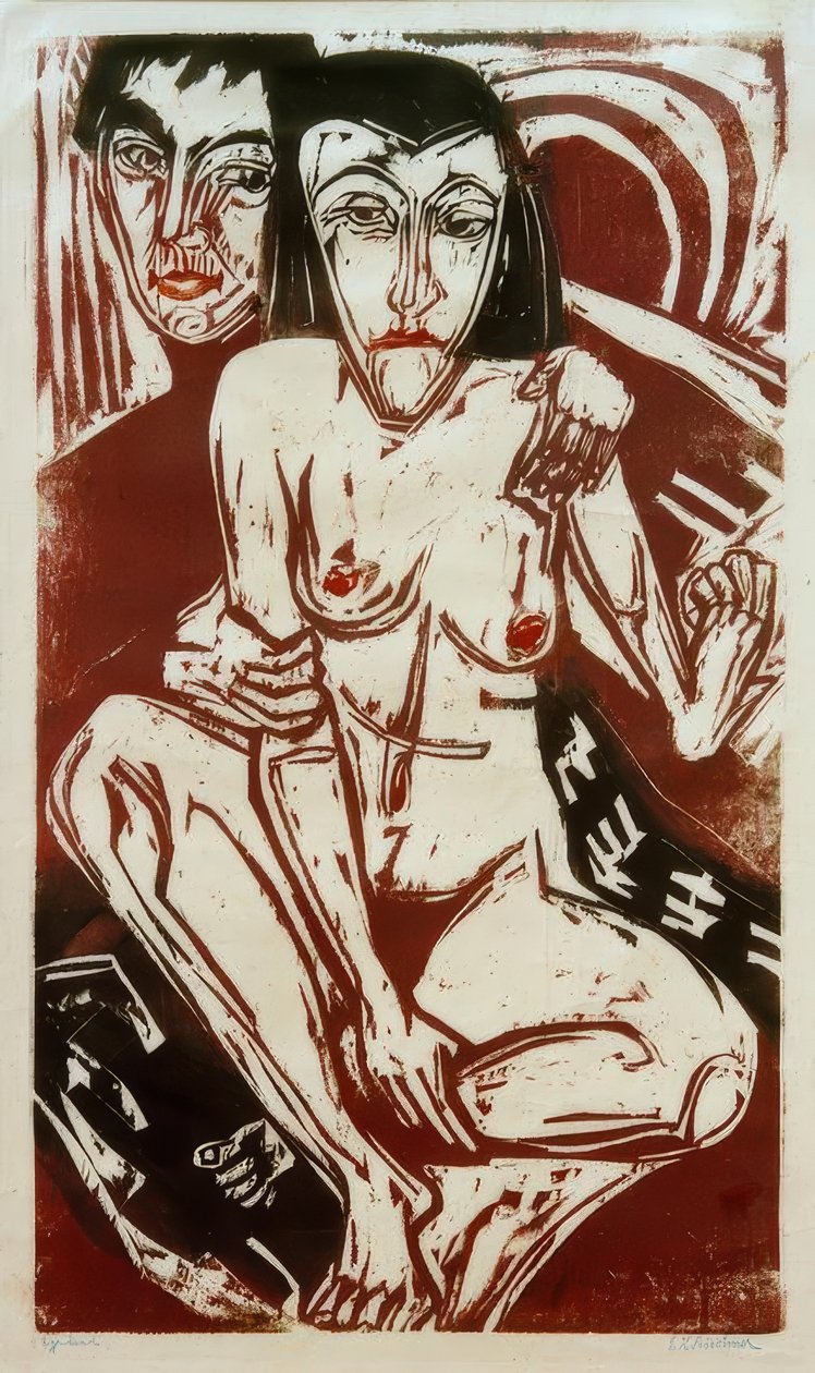 Melankoli (selvportræt med Erna) af Ernst Ludwig Kirchner