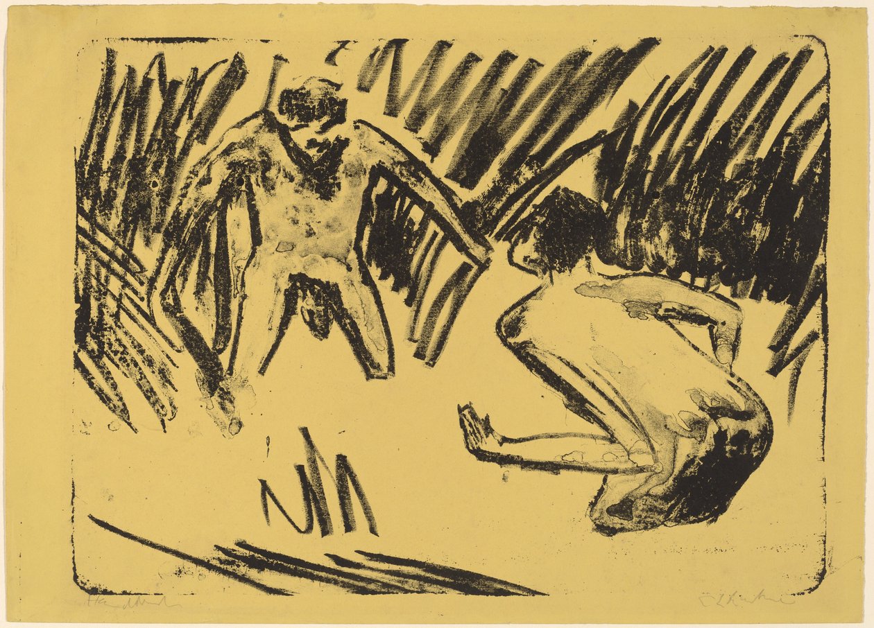Mænd, der plasker i rørene af Ernst Ludwig Kirchner