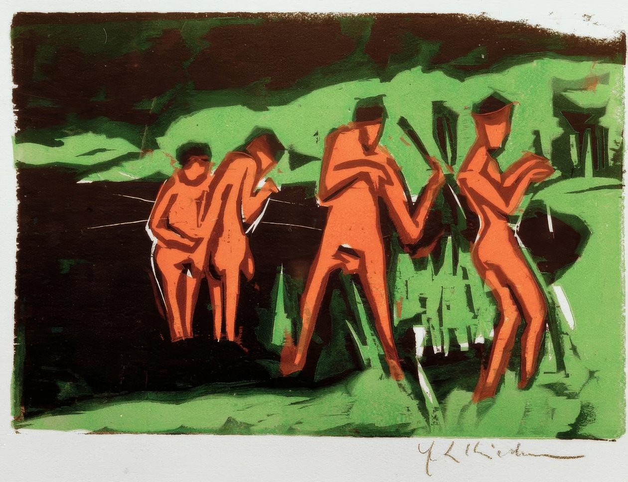 Badende, der kaster siv af Ernst Ludwig Kirchner