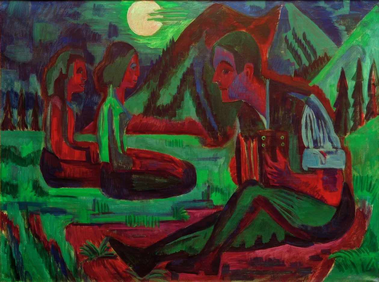 Mondnacht; Handorgler i Mondnacht af Ernst Ludwig Kirchner