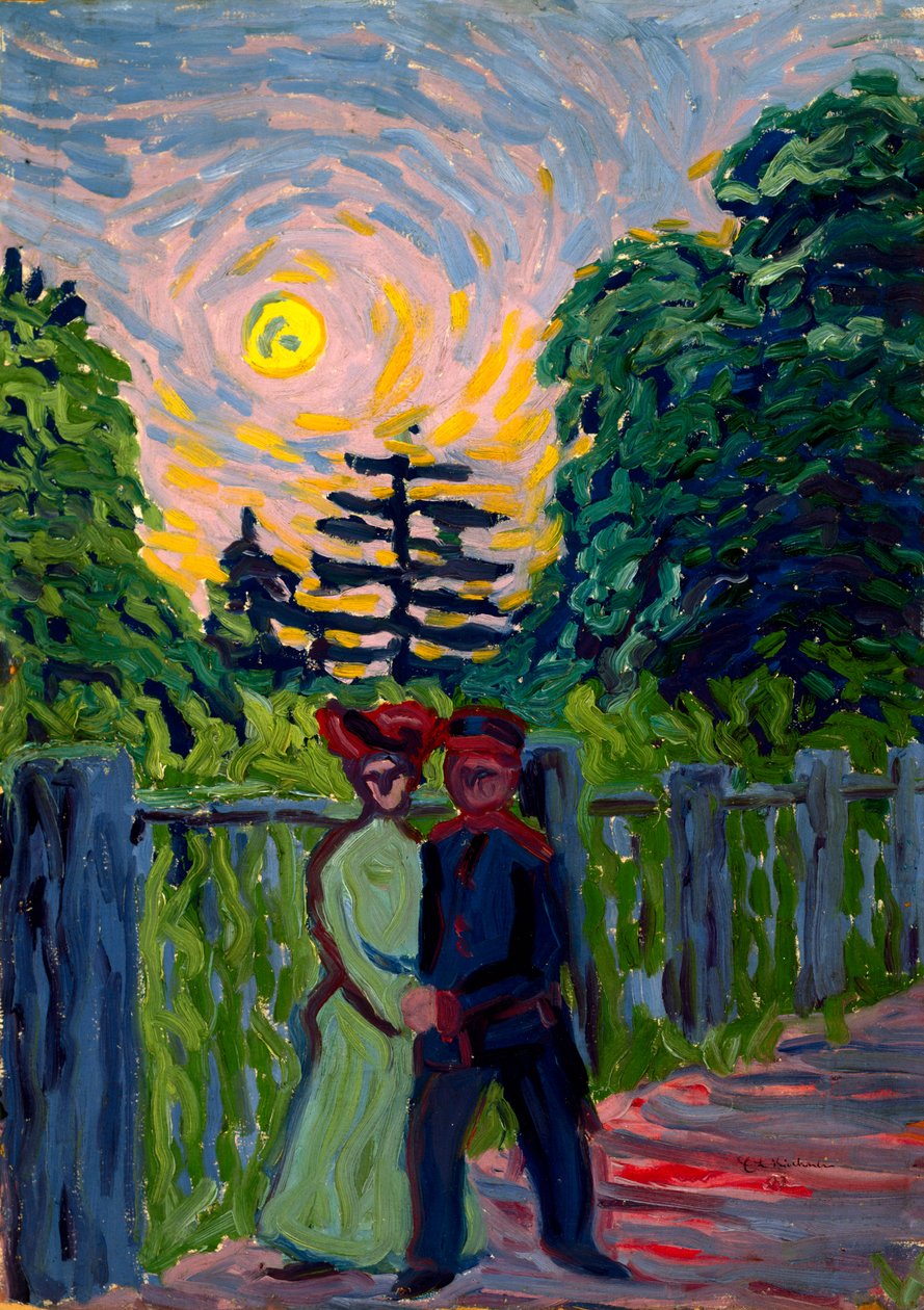 Moonrise: Soldier and Maiden, 1905 af Ernst Ludwig Kirchner