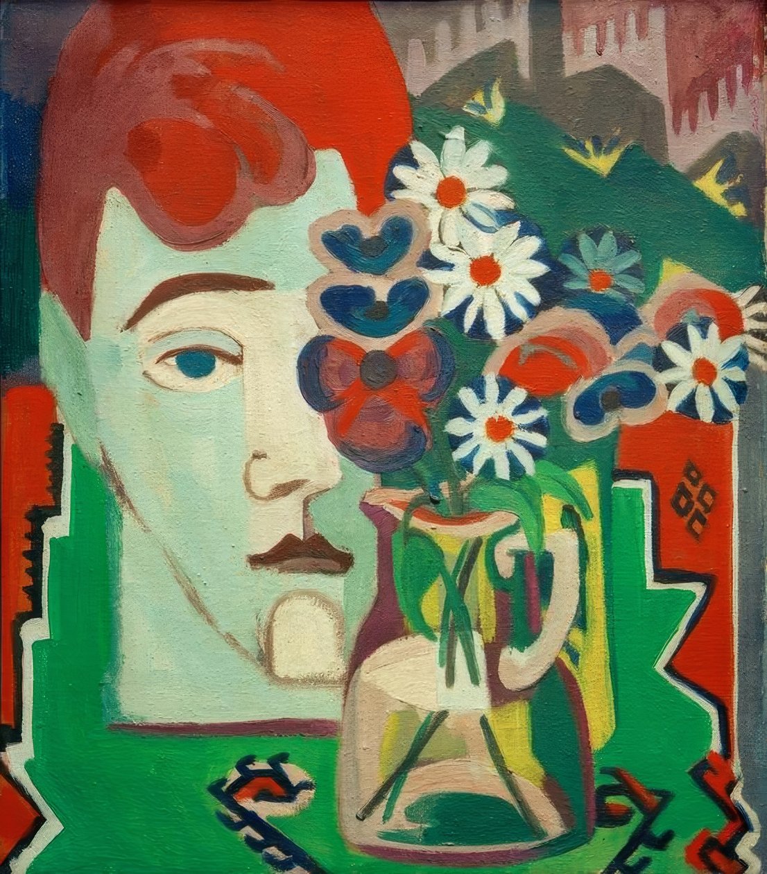 Millers hoved med blomster af Ernst Ludwig Kirchner