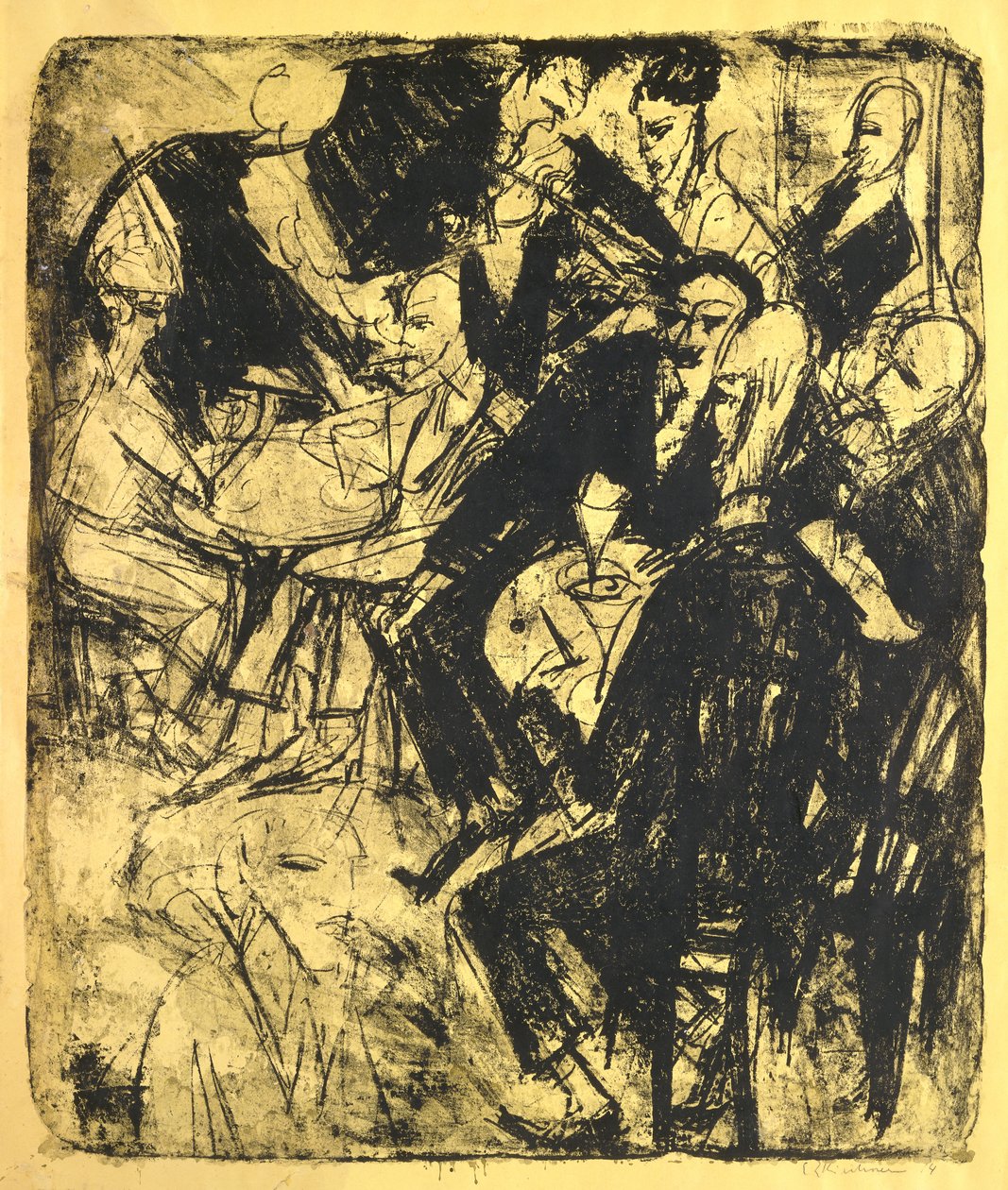 musik restaurant; Musikrestaurant, 1914 af Ernst Ludwig Kirchner