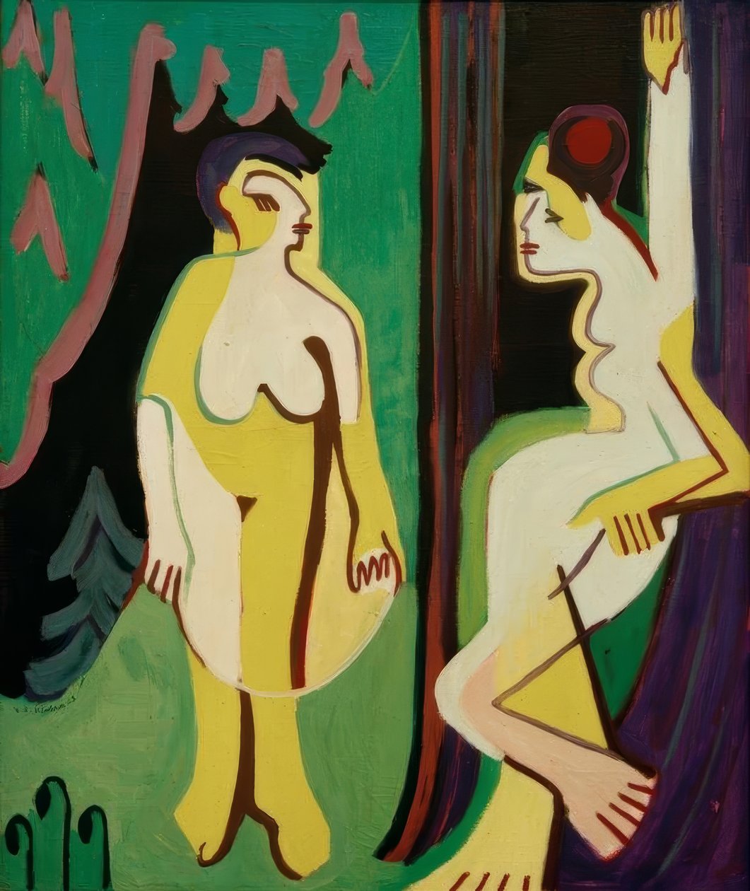 Nøgne kvinder på skoveng af Ernst Ludwig Kirchner