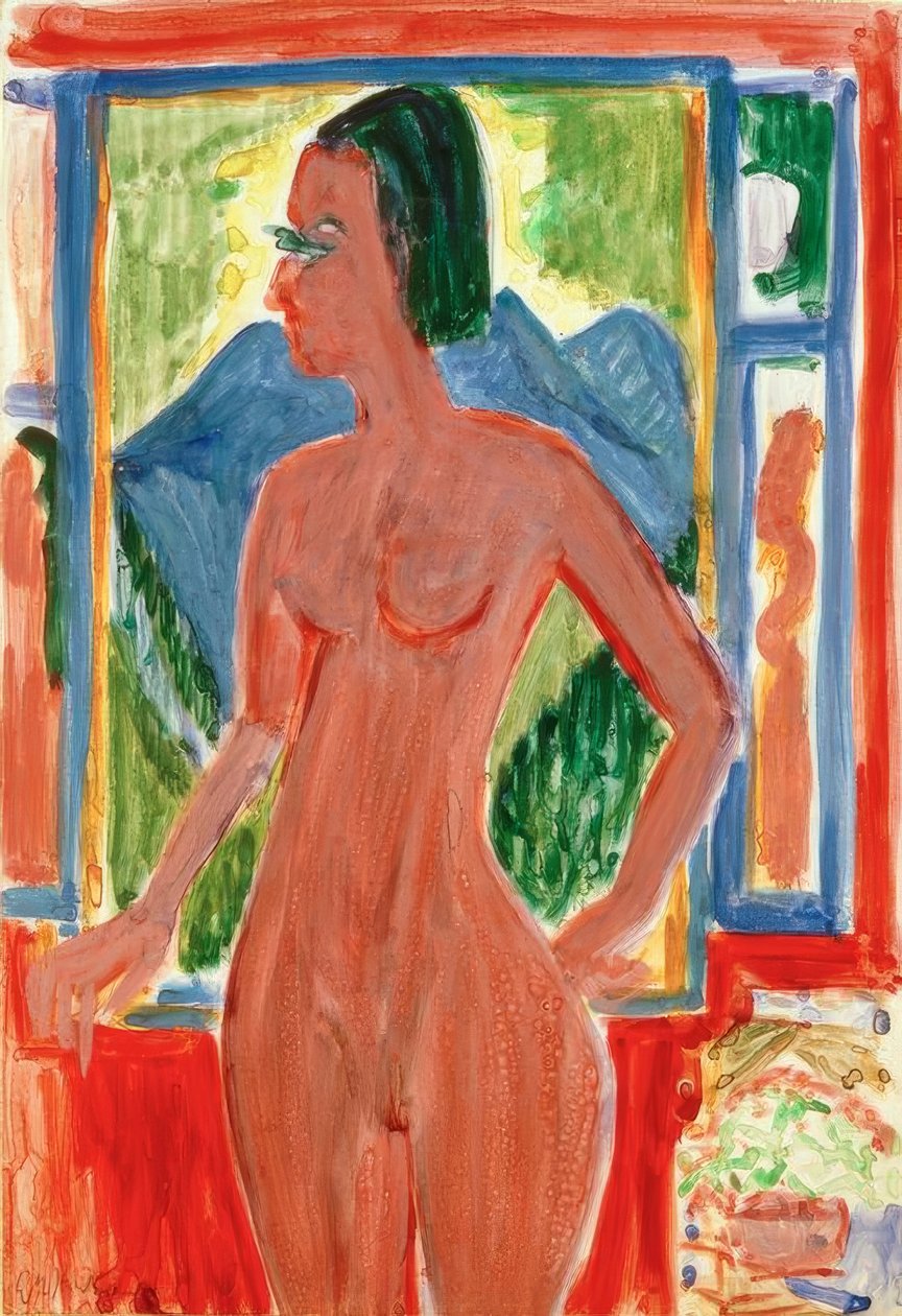 Nøgen kvinde ved vinduet af Ernst Ludwig Kirchner