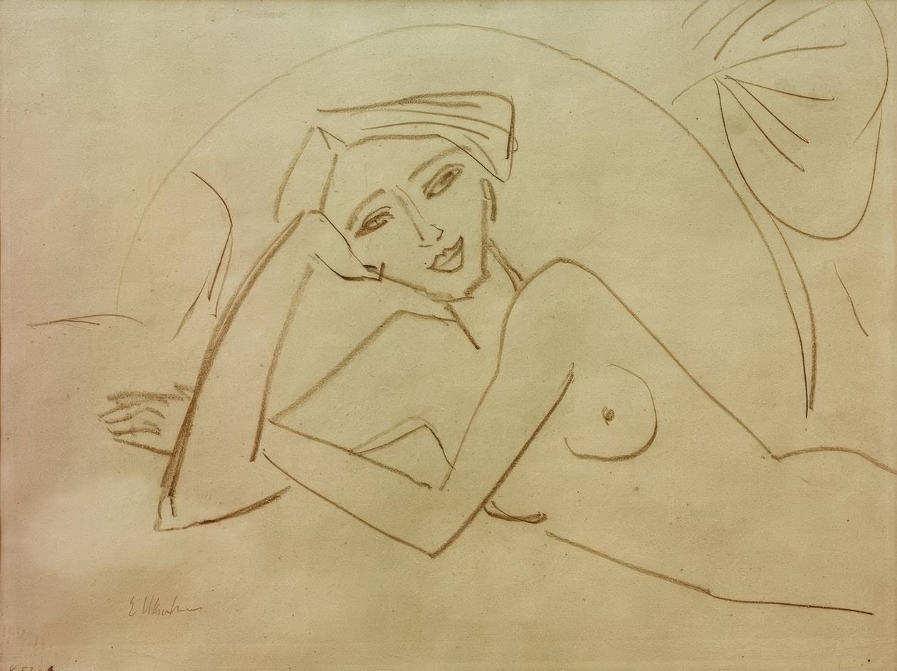 Nøgen pige liggende af Ernst Ludwig Kirchner