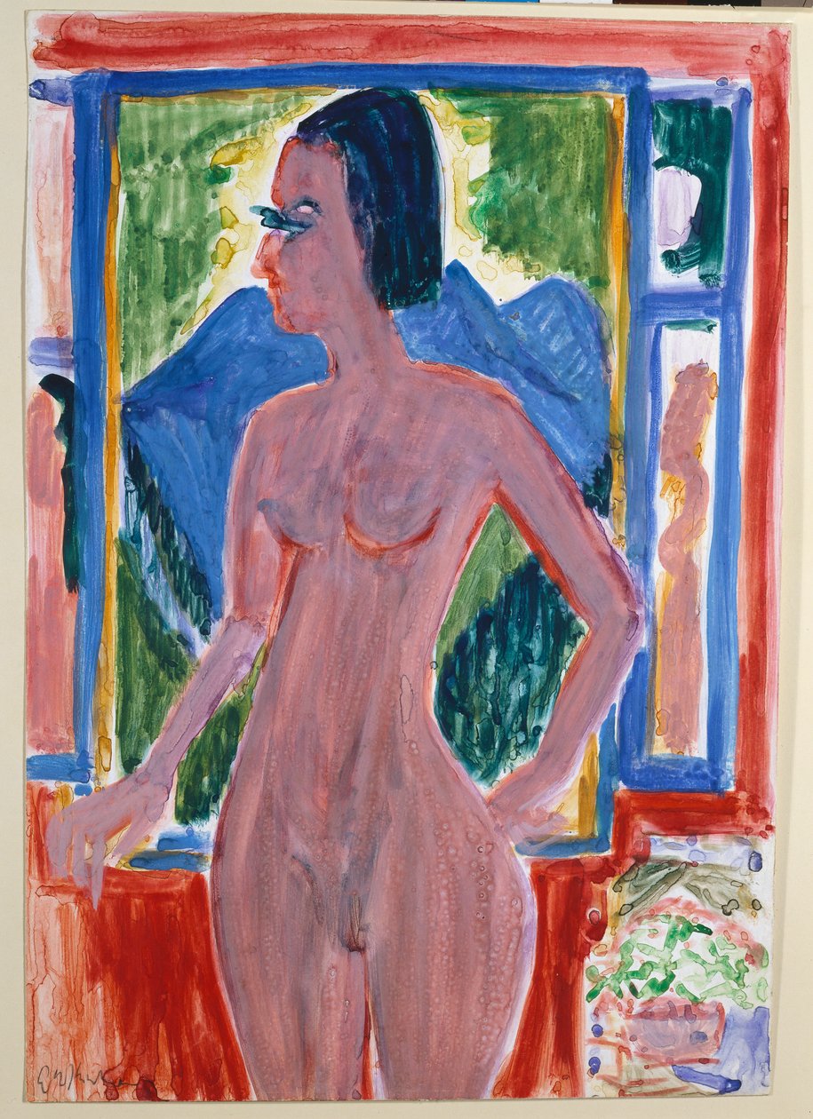 Nøgen kvinde ved vinduet af Ernst Ludwig Kirchner